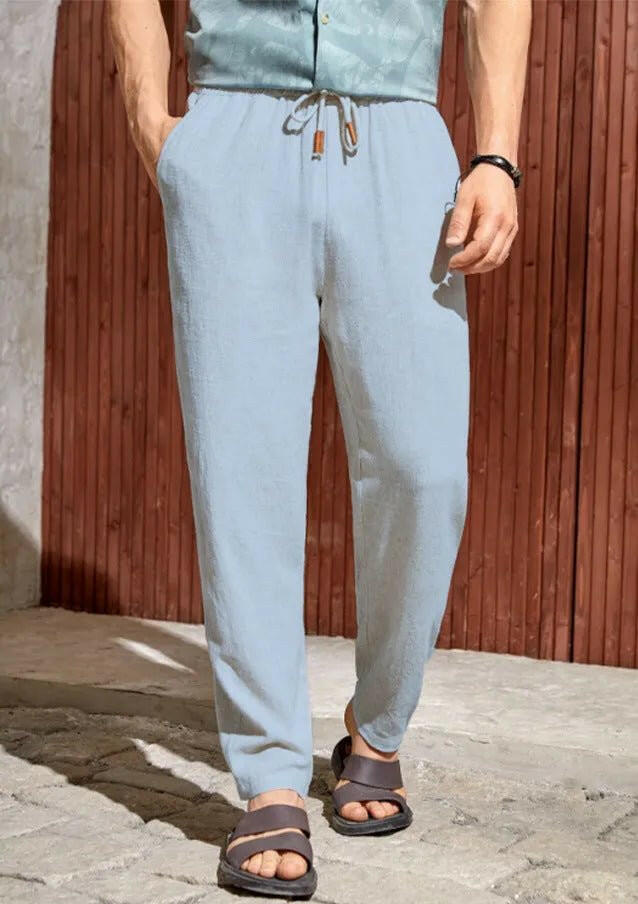 Men's Casual Cotton Drawstring Trousers.