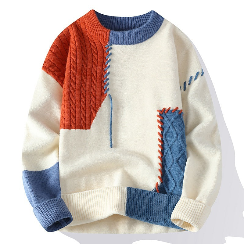 Long Sleeve Colorblock Knit Sweater