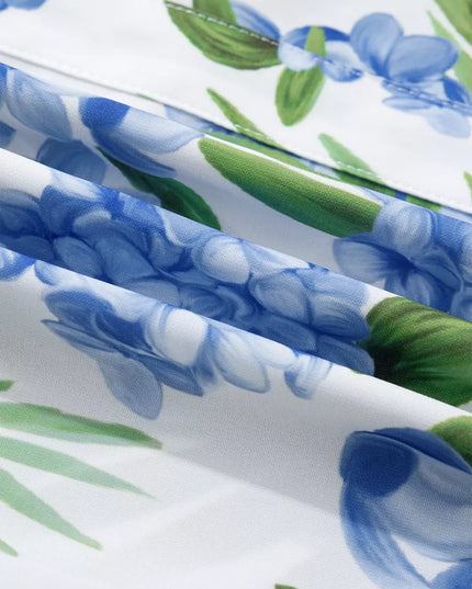 Close-up of blue floral pattern on a white background