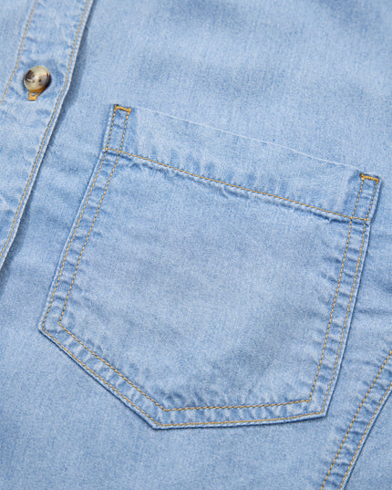Blue Ruffle Denim Shirt