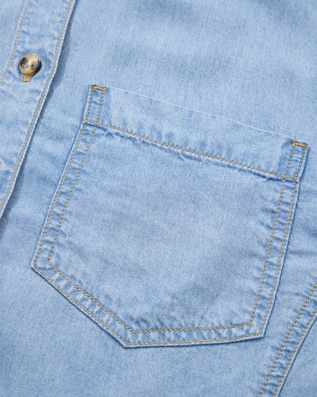 Blue Ruffle Denim Shirt