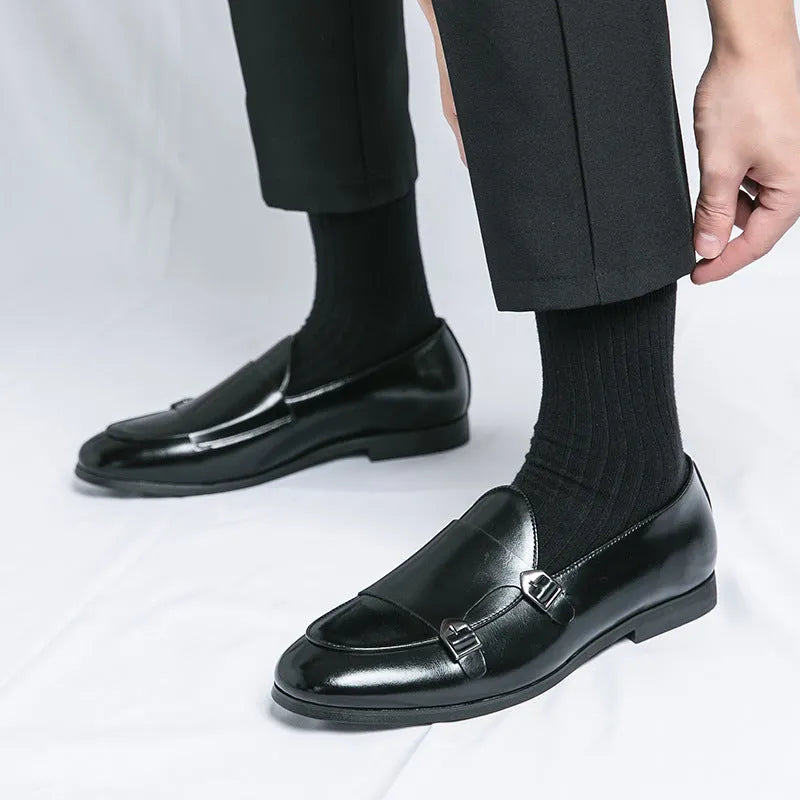 Premium Leather Double Buckle Shoes