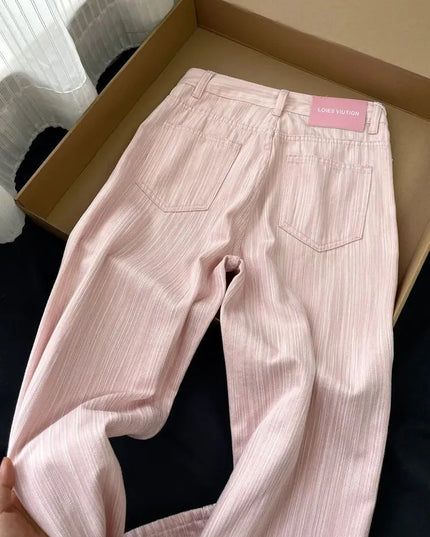 High waisted striped wide leg Jeans.