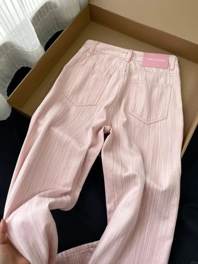 High waisted striped wide leg Jeans.