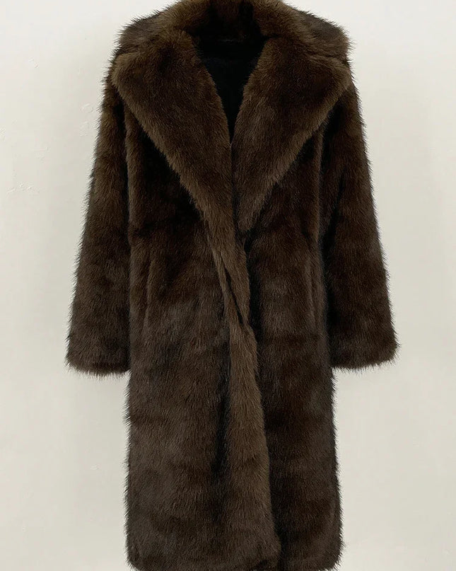 Brown fur coat on a white background