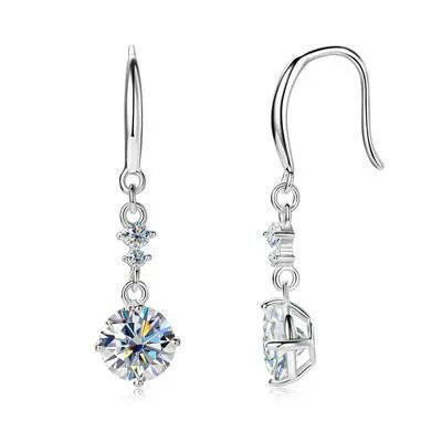 2 Carat Moissanite 925 Sterling Silver Earrings.