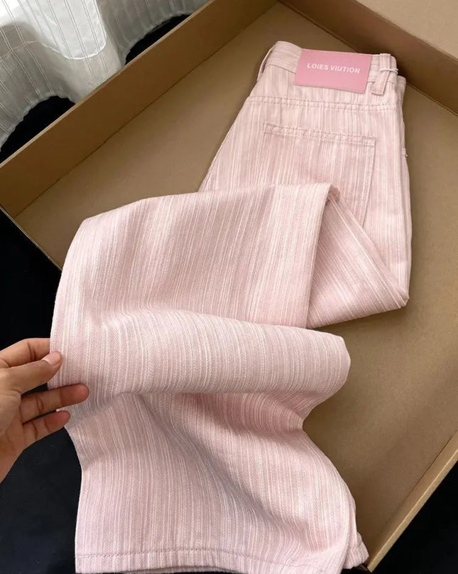 High waisted striped wide leg Jeans.