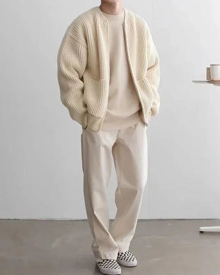 Soft Men’s Knitted Zip Sweater with Pockets