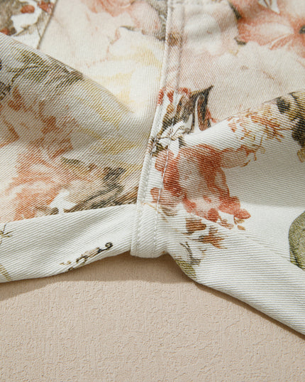 Floral patterned fabric with a beige background