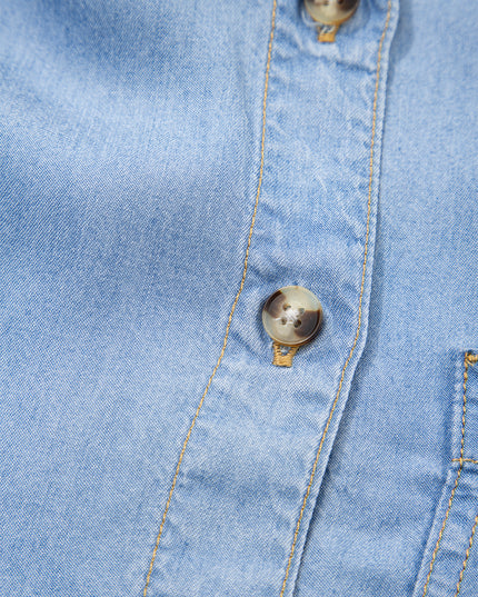 Blue Ruffle Denim Shirt