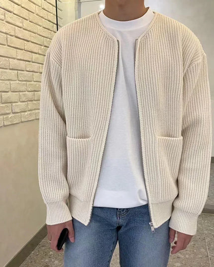 Soft Men’s Knitted Zip Sweater with Pockets