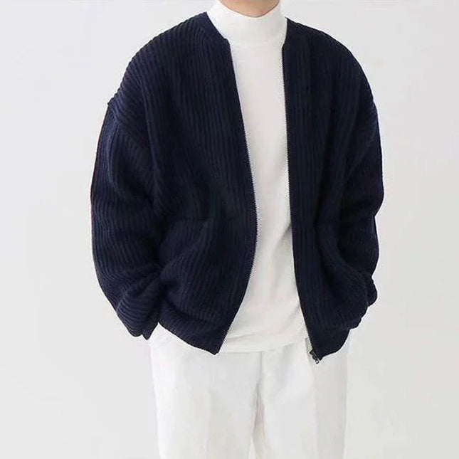 Soft Men’s Knitted Zip Sweater with Pockets
