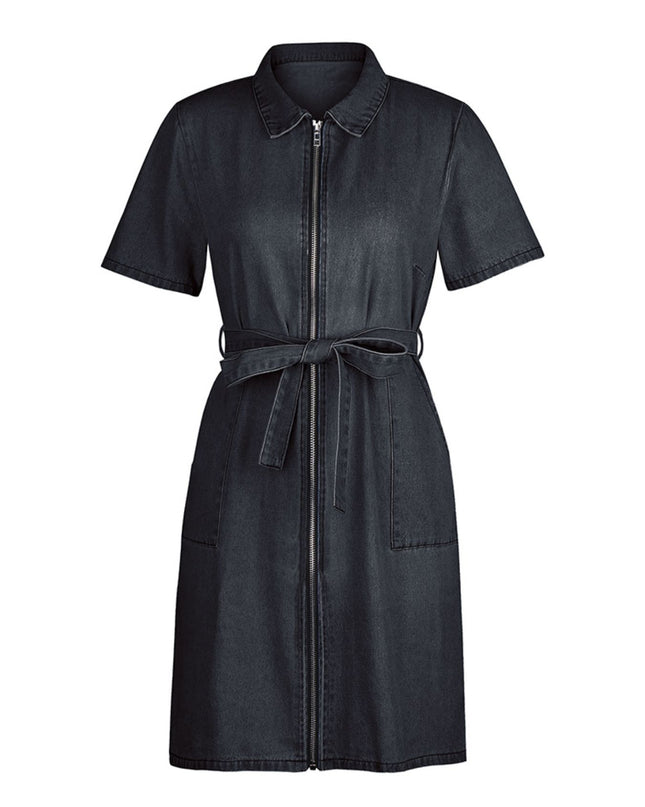 Black dress with a zipper on a white background