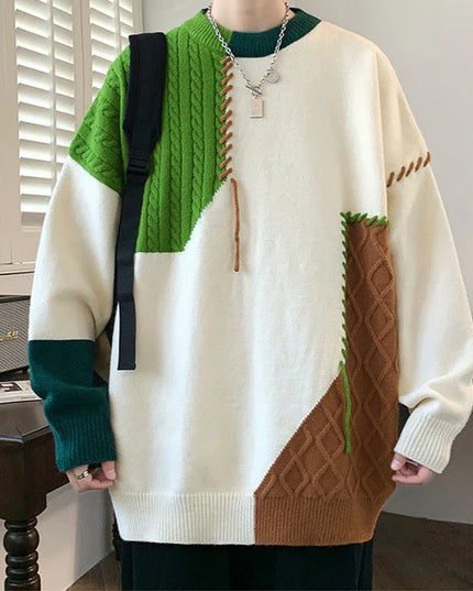 Long Sleeve Colorblock Knit Sweater