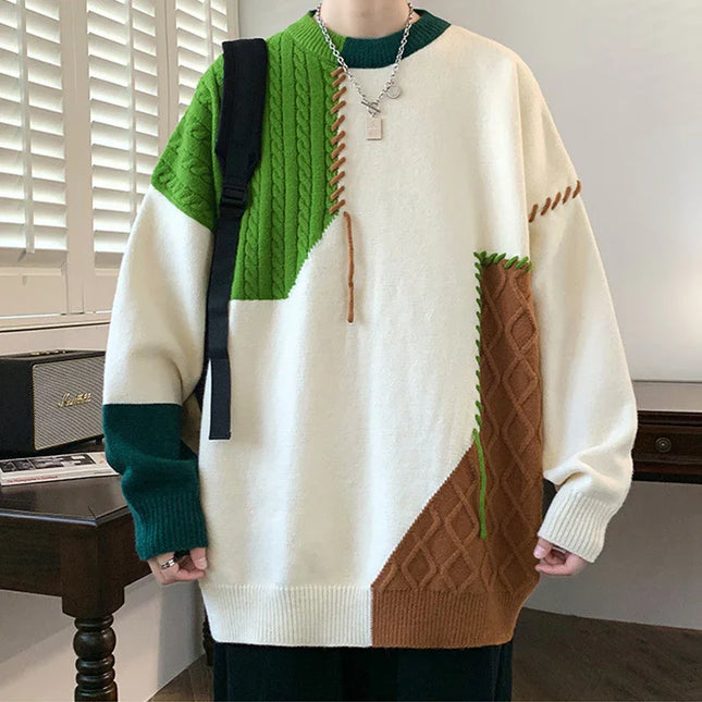 Long Sleeve Colorblock Knit Sweater