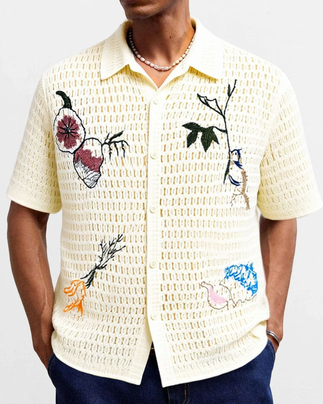 Summer Knit Embroidery Shirt.