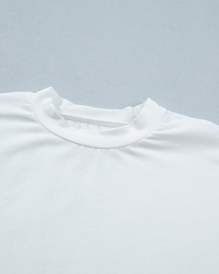 White Lace Trim Floral Tee
