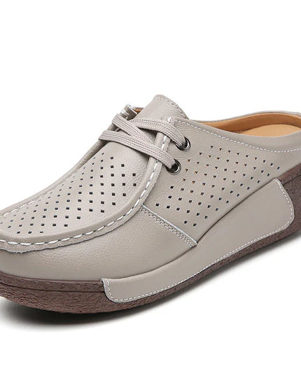 Plus Size Leather Wedge Slippers.