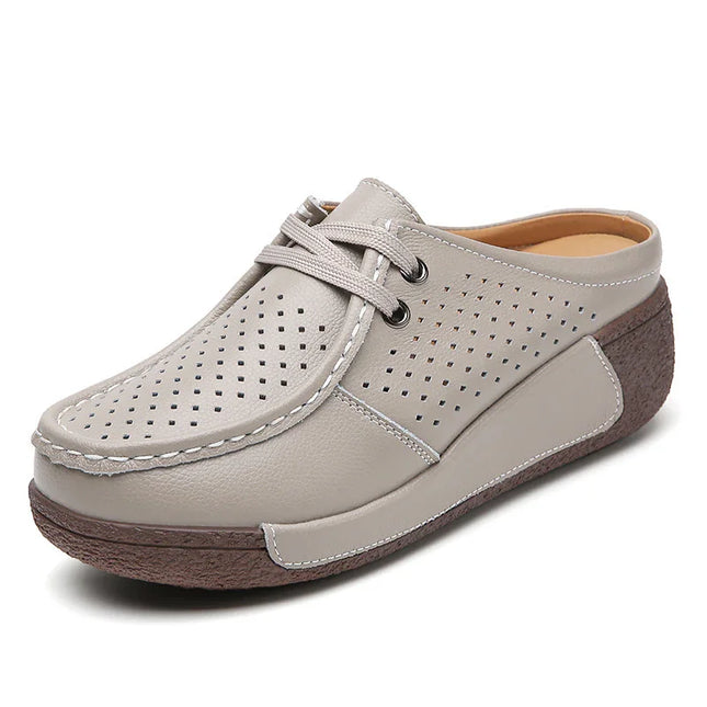 Plus Size Leather Wedge Slippers.