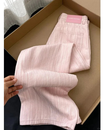 High waisted striped wide leg Jeans.