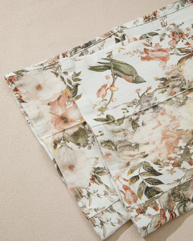 Floral patterned cushions on a beige background