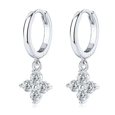 925 Sterling Silver Moissanite Hoop Drop Earrings - Everclothed™