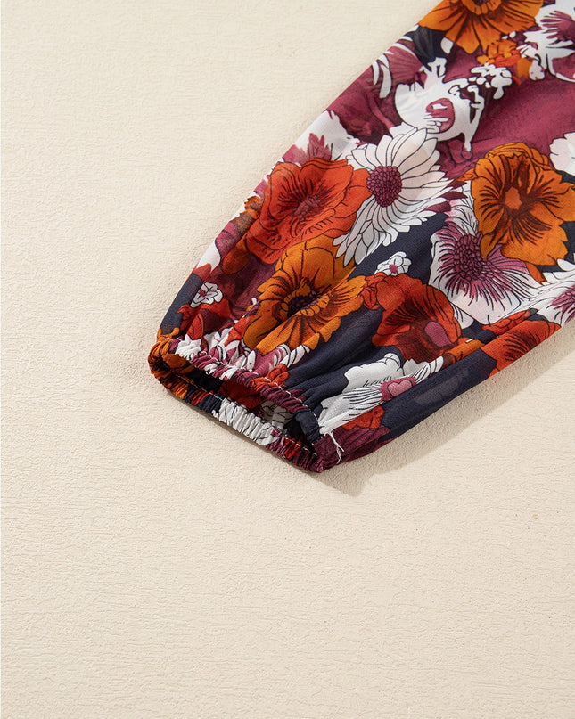 Floral patterned fabric on a beige background