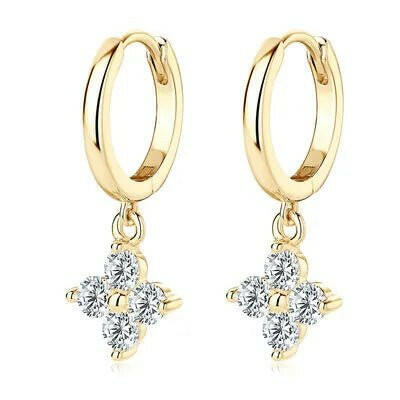 925 Sterling Silver Moissanite Hoop Drop Earrings.