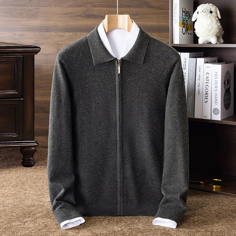 Casual Zipper Knit Cardigan