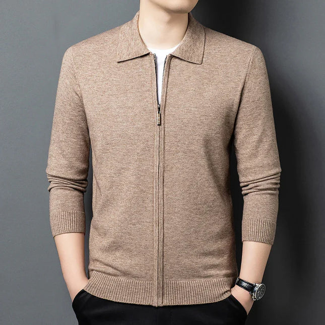 Casual Zipper Knit Cardigan