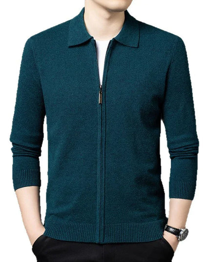 Casual Zipper Knit Cardigan