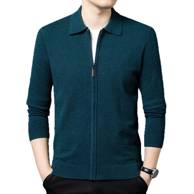 Casual Zipper Knit Cardigan