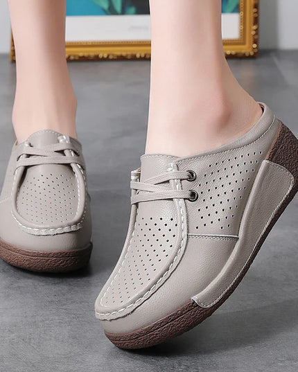 Plus Size Leather Wedge Slippers.