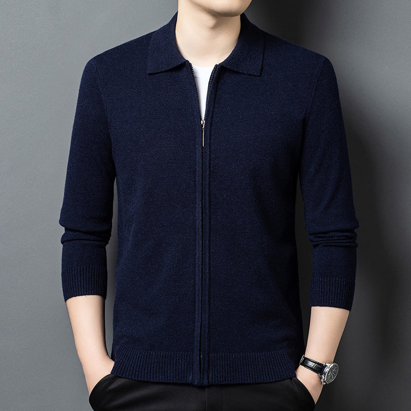 Casual Zipper Knit Cardigan