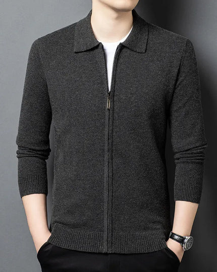 Casual Zipper Knit Cardigan