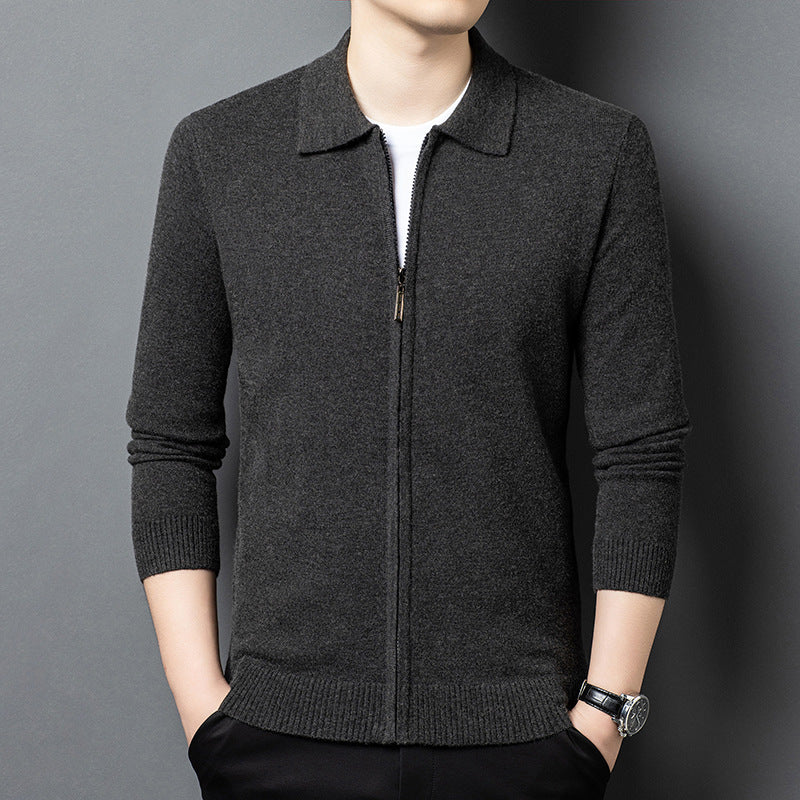 Casual Zipper Knit Cardigan