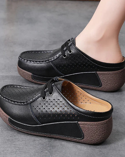 Plus Size Leather Wedge Slippers.