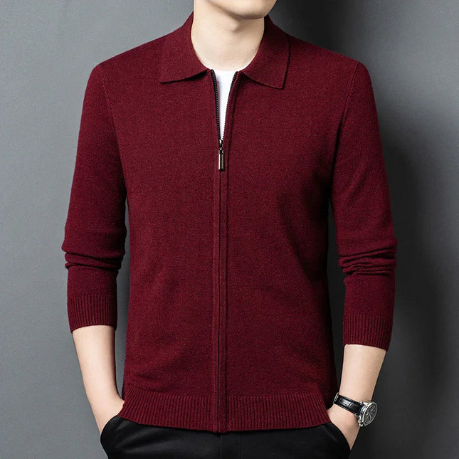 Casual Zipper Knit Cardigan