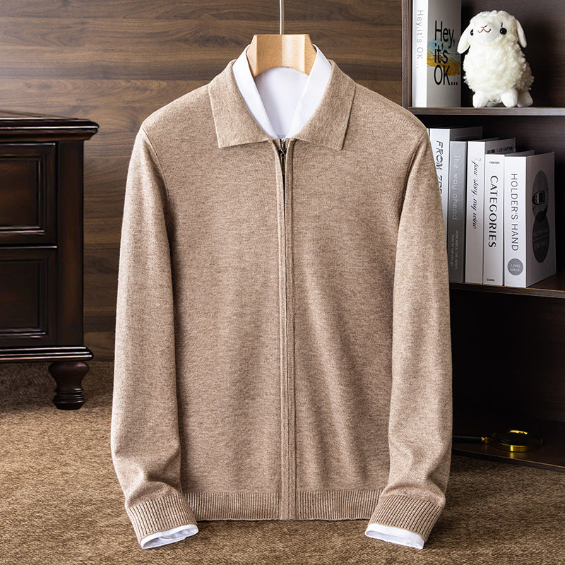 Casual Zipper Knit Cardigan