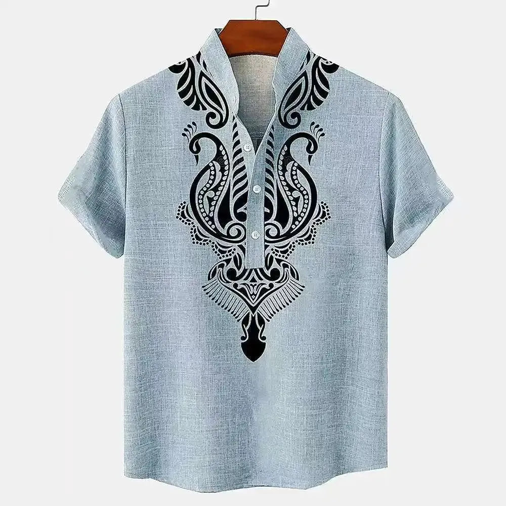 Linen Tribal Totem Pullover Shirt