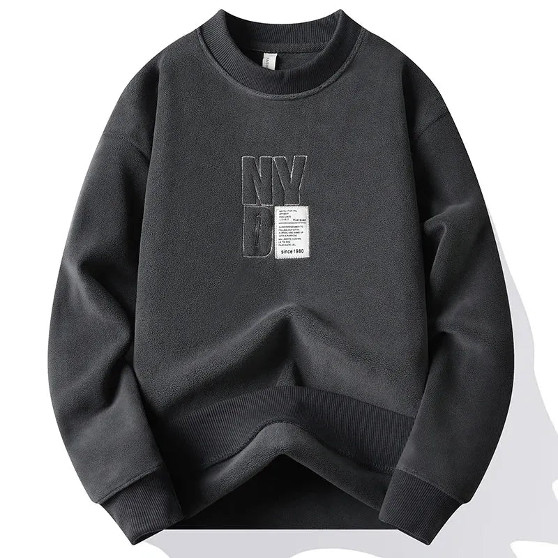 Thick Hoodie Embroidery Pullover Fleece Lined Men - Everclothed™