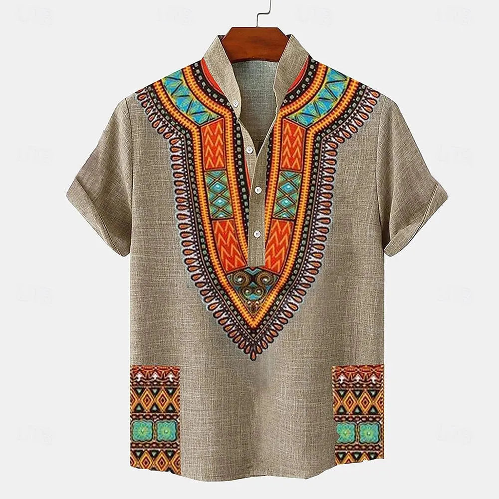 Linen Tribal Totem Pullover Shirt