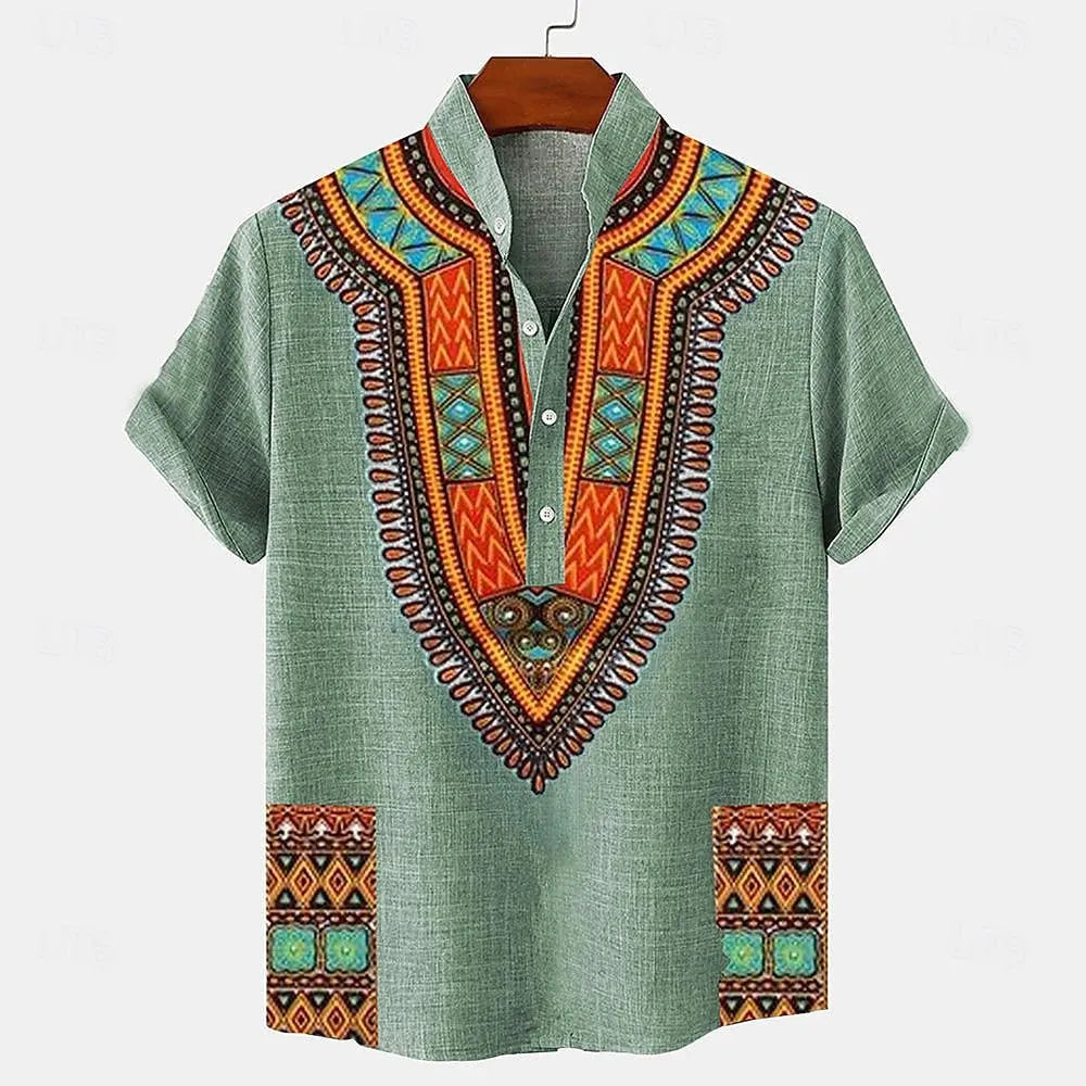 Linen Tribal Totem Pullover Shirt
