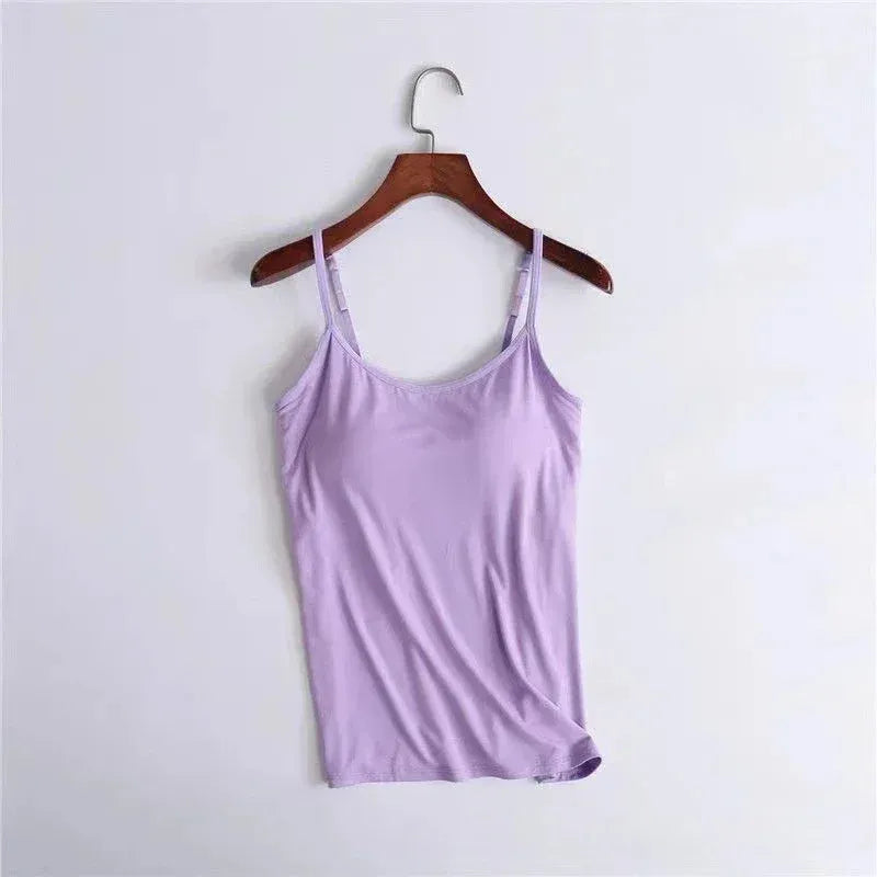 Women's Spaghetti Strap Camisole Top with Built in Padded Bra - Everclothed™