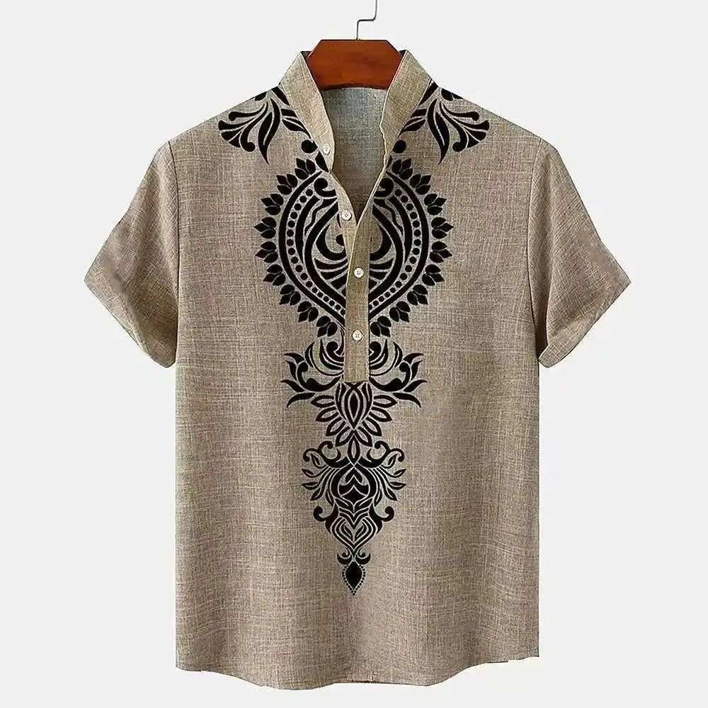 Linen Tribal Totem Pullover Shirt