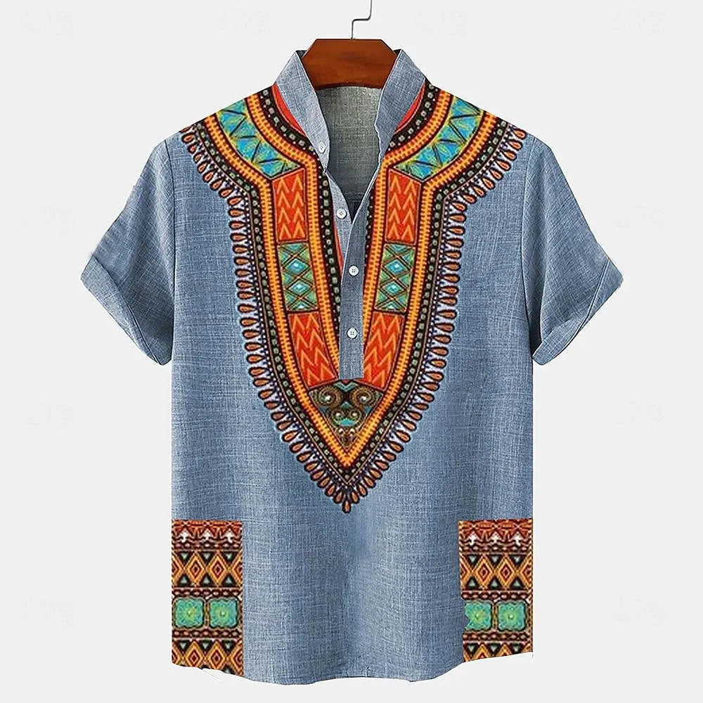 Linen Tribal Totem Pullover Shirt