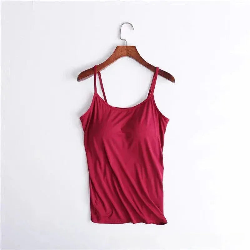 Women's Spaghetti Strap Camisole Top with Built in Padded Bra - Everclothed™