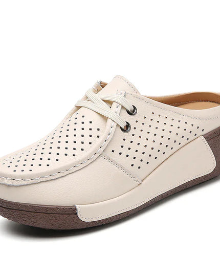 Plus Size Leather Wedge Slippers.