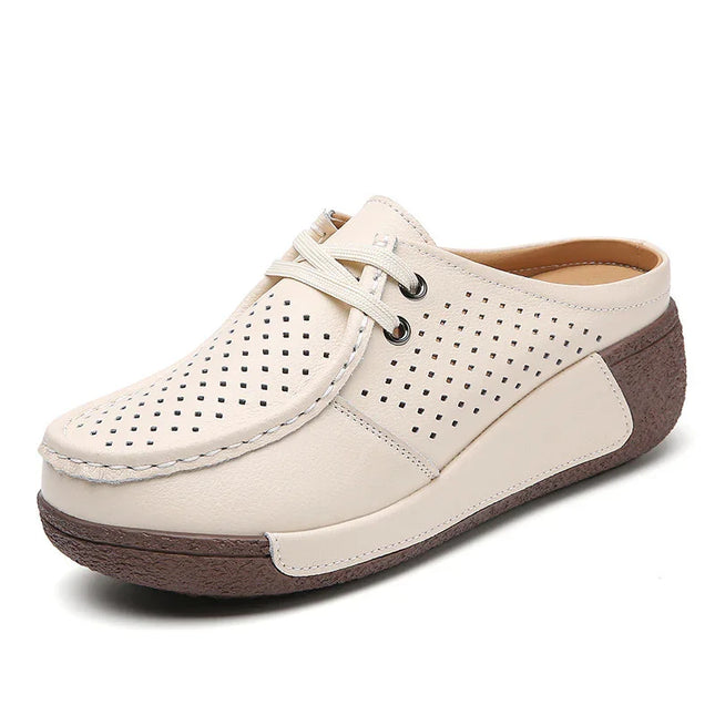 Plus Size Leather Wedge Slippers.