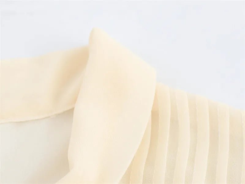 Apricot V-Neck Bow Tie Long Sleeve Top.